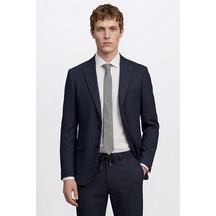 Altınyıldız Collectıon Erkek Lacı Ekstra Slim Fit Dar Kesim Kırlangıç Yaka Kapak Cepli Çizgili Gofre Desenli Esnek Takım Elbise