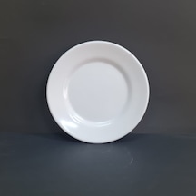 4 Adet Standart Çizgi Melamin Tatlı & Yemek Servis Tabağı 21 Cm - Beyaz Beyaz