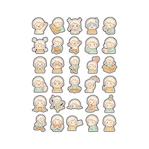 30 Adet Pastel Chibi Karakter Sticker Seti - Laptop Defter Ve Ajanda İçin Estetik Paket Çok Renkli