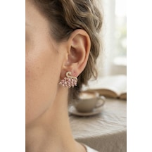 Pembe Zirkon Taşlı Gold Swan Kuğu Model Kadın Küpe - Lisinya
