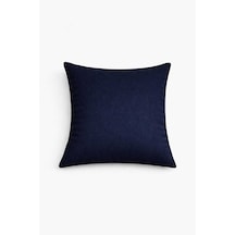 Kadife Dokulu Koyu Lacivert Kırlent Yastık Kılıfı 2 Adet 45 X 45 Cm