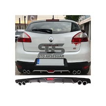 Renault Megane 3 HB Difüzör Arka Tampon Eki 4 Egzoz Çıkışlı Siyah