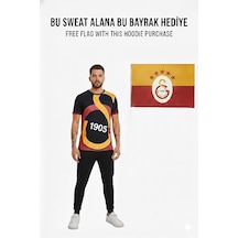 Gsstore Galatasaray Lisanslı Büyük Logolu T-shirt Bayrak Hediyeli Siyah