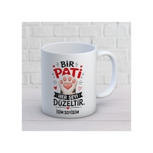 Kedi Sever İsim Alanlı Esprili Kupa Bardak Tasarım 526 Beyaz Beyaz