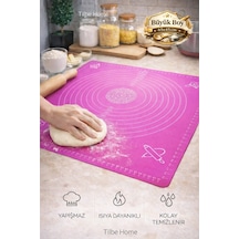 Tilbe Home Silikon Hamur Açma Yoğurma Matı Fırın Altlığı Ölçekli Mat Büyük Boy Lila 65x45cm