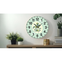 Dekoratif Türkçe Rakamlı Uv Baskılı Duvar Saati Sessiz Akar Mekanizma 40cm Metal Akrep Yelkovan Haki
