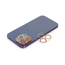 Newface Apple İphone 13 Pro Max Renkli Kamera Lens Koruma Cam - Turuncu-kırmızı