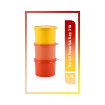 Tupperware Renkli Yuvarlak Kap 3'lü 1.1L