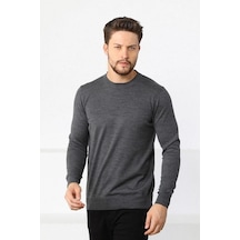 Ertaştrendstore Erkek Bisiklet Yaka Kazak Uzun Kol Dokuma Triko - Füme Çoklu Renk