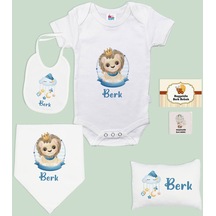 Bk Kids Kişiye Özel İsimli 6 Parça Bebek Body Zıbın Battaniye Ve Yastık Hediye Seti, Yeni Doğan Bebek Giyim Hediyesi-5