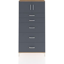 Arges Dolap Tek Raflı 5 Çekmeceli 2 Kapaklı 88x30x182 Çam-ant... Çam