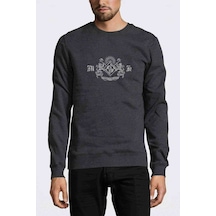 Machine Head Baskılı Füme Antrasit Erkek Örme Sweatshirt (528610523)