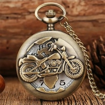 Kişiye Özel Retro Motosiklet Görünümlü Quartz Köstekli Saat