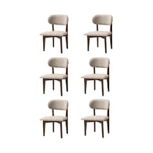 Nergis Sandalye Ahşap Gürgen 6 Li Set Cafe,restaurant,mutfak,salon,yemek Odası Sandalyesi Ceviz