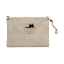 Moon Mountain Landscape Krem Clutch Astarlı Cüzdan / El Çantası Krem