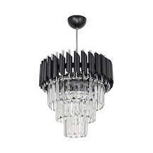 Palmira 35'lik Kristal Taşlı Lüks Avize - Siyah - Krom Siyah