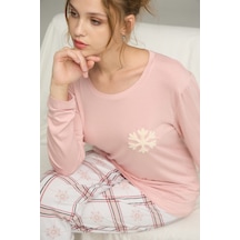 Siyah İnci Örme Pamuklu Pijama Takım25240274 Pudra