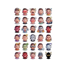 30 Adet 3d Sevimli Chibi Karakter Sticker Seti - Laptop Defter Telefon İçin Çok Renkli