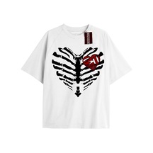 Tarzsokak Unisex Erkek/kadın Kalp Kaburga T-shirt Siyah Kod 61 Beyaz