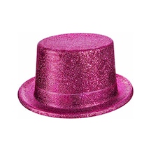 Fuşya Simli Glitter Silindir Parti Şapkası Diğer