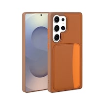 Zore Galaxy S24 Ultra Kılıf Kartlıklı Zore X-kart Silikon Kapak - Kahverengi