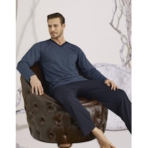Kly 9107 Erkek V Yaka Uzun Kol Pijama Takım 001
