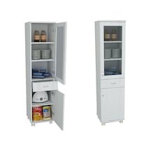 Mdf Lake Pleksi Cam Kapaklı Banyo Ve Mutfak Boy Dolabı Çekmeceli