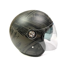 Motosiklet Yarım Kask , Grafiti Desenli, Çift Vizörlü, Vintage Stil, Terletme Yapmaz Pedler-s Beden
