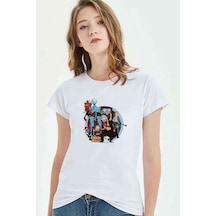Rick Carton Baskılı Beyaz Kadın Tshirt