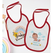 BK Kids Trakya Kızçesi ve Kızanı Tasarımlı 2’li Kırmızı Mama Önlü Kırmızı