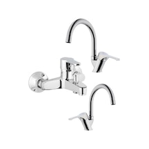 Penta Opus Serisi Lavabo + Eviye + Banyo Bataryası - U Boru Krom