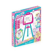 Furkan Toys Linda Kız Çocuk Ayaklı Yazı Tahtası 10 Parça Aksesuar