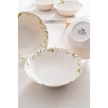 Olive Zeytin Desenli 16 Cm 6 Lı Porselen Çorba Kasesi Seti Premium Akdeniz Koleksiyonu Yeşil