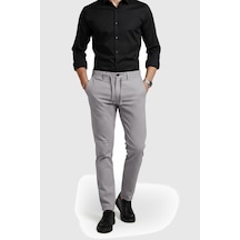 Rizzup Erkek Taş Likralı Gofre Kumaş Beli Lastikli İpli Slim Fit Günlük Pantolon 2600650