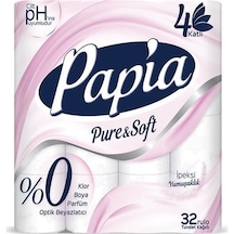 Papia Pure & Soft 4 Katlı Tuvalet Kağıdı 32 Rulo