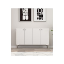 Onna 120 Cm Konsol, Tv Ünitesi, Çok Amaçlı Dolap Beyaz-gümüş Beyaz-gümüş