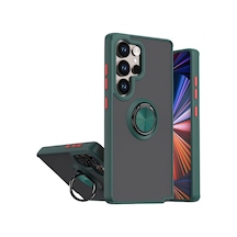 Samsung Galaxy S26 Ultra Montreal Yüzüklü Silikon Kapak - Yeşil Düz Renkli