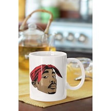 Tupac Baskılı Porselen Kupa Bardak Beyaz