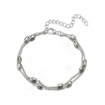 Novahub Kadınlar İçin 1 Parça Çift Zincir Boncuklu Bileklik Bacak Ayak Zinciri Bileklik Çıplak Ayak Takısı Ave Gümüş Gümüş