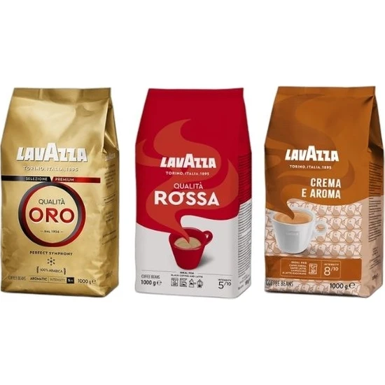 Qualita Oro 1kg + Qualita Rossa 1kg + Crema E Aroma 1kg 3'lü Çekirdek Kahve Seti 3kg 1 Lavazza Qualita Oro 1kg + Qualita Rossa 1kg + Crema E Aroma 1kg 3'lü Çekirdek Kahve Seti 3kg Çekirdek Kahve