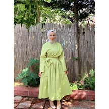 Butik Moda Etkm002 Üstü Bağlamalı Eteği Yandan Fermuarlı Takım F. Yeşili 001