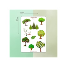 Yeşil Ağaçlar Temalı Sticker Set 9 Parça Standart