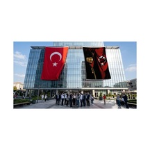 Türk Bayrağı Kalpaklı Atatürk Fotoğraflı Türkiye Bayrağı Bayrak Ve Türk Bayrağı Premium Raşel Kumaş 2'li Set 10x15 Metre Ata46 Diğer