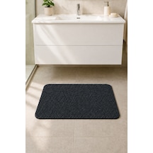 Yıkanabilir Banyo Paspası Kaymaz Taban Su Emici Duş Önü Lavabo Önü Tuvalet Önü Banyo Halısı 40x60 Cm Siyah