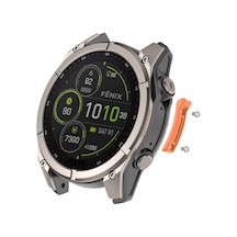 Caseonn Garmin Fenix 8 Pro 47 Mm, Amoled Montaj Setli Yan Kasa Koruyucu Metal Bumper Turuncu