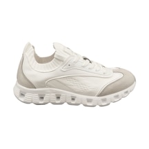 Taşçı Ayakkabı Kadın Sneaker Triko Lastikli Çorap Model Ortopedik Poli Taban Günlük Spor Ayakkabı Flet 365z Beyaz