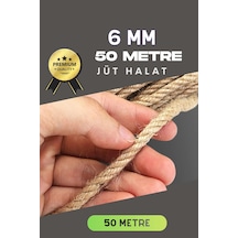 Dekoratif Jüt Halat 6 Mm 50 Metre Hobi Ve Paketleme İçin