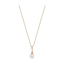 8,5 Mm Zirkon Taşlı Doğal İnci Kolye Rose