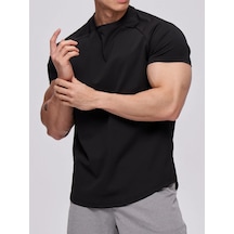 Genius Store Erkek Spor Tişört Running Sports Gym Reglan Oval Kesim Penye T-shirt Ovalt-shirt Siyah