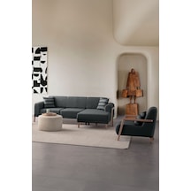 Latte Sırt Mekanizmalı Köşe Koltuk Takımı + Berjer Antrasit